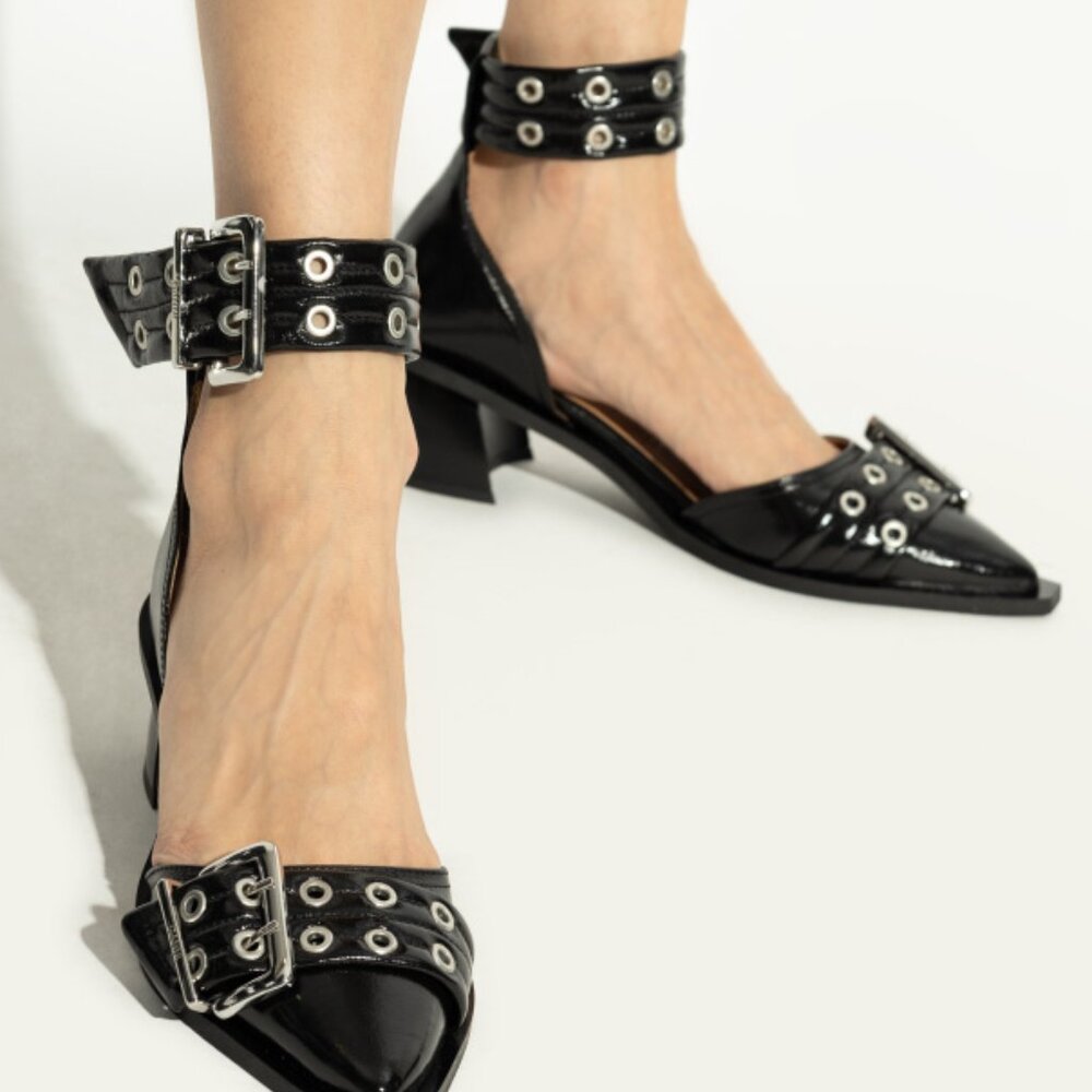 Ganni Chunky Buckle Open Pump Size 6